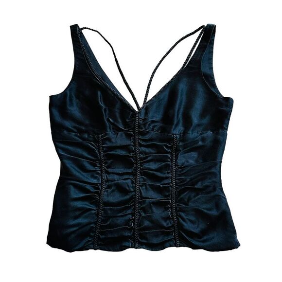 Elie Tahari Black Satin Corset Style Tank - Size Medium - Picture 6 of 11